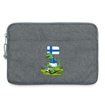 Drapeau de la Finlande Dinosaure Rex Football - Sacoche pour ordinateur portable 13 pouces - gris chiné - Devant