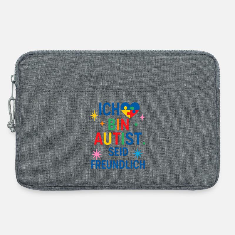 Ich bin Autist seid freundlich Spruch Geschenk - Laptoptasche 13" - Grau meliert