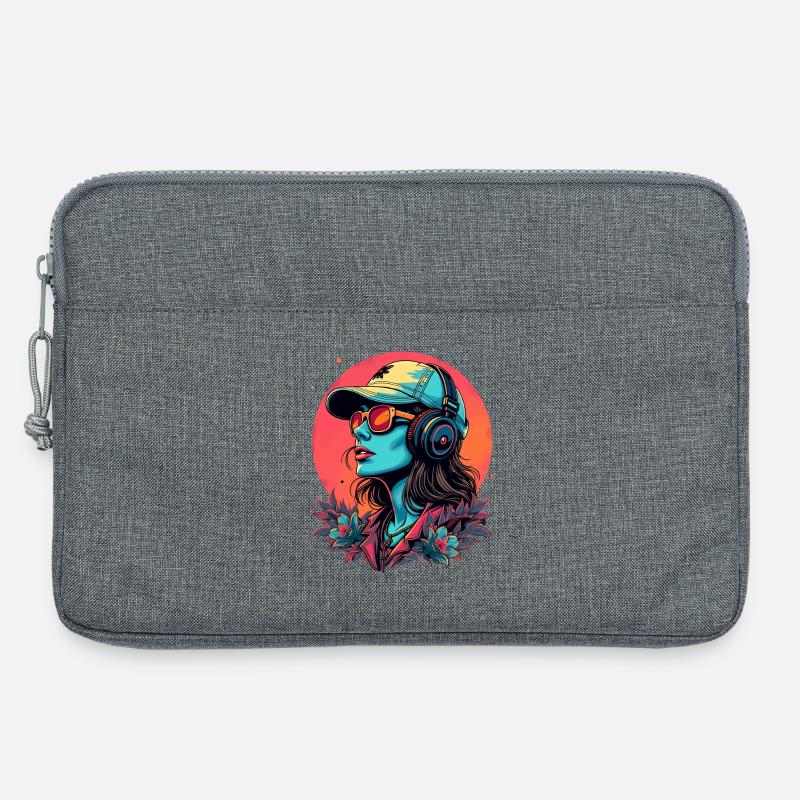 Futuristische DJane mit Kopfhörern - Laptoptasche 13" - Grau meliert