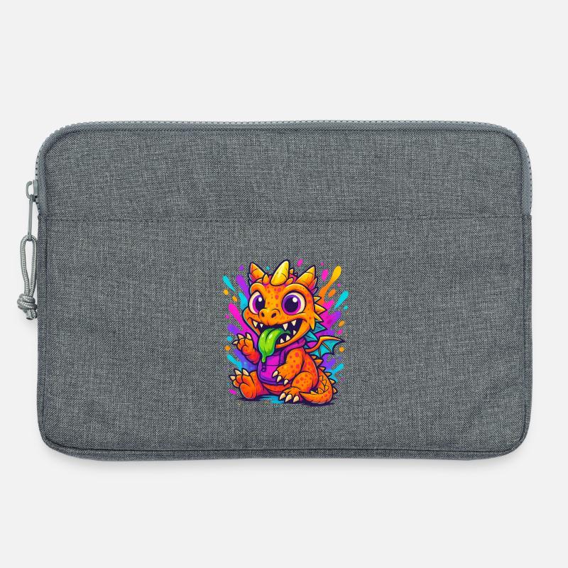 Bunter Dinosaurier mit Schleim und Flügel - Laptoptasche 13" - Grau meliert
