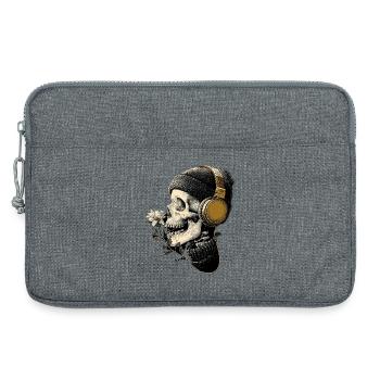 Kopfhörer-Skull mit Blume - Laptoptasche 13" - Grau meliert - Vorne