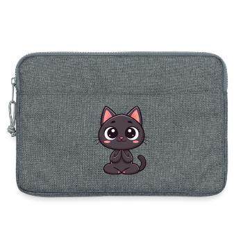 Süße schwarze Katze betet - Laptoptasche 13" - Grau meliert - Vorne