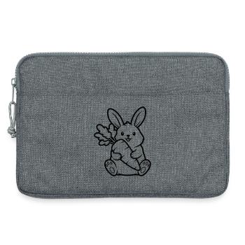 Vecteur de coloration de lapin avec carotte et carotte - Sacoche pour ordinateur portable 13 pouces - gris chiné - Devant