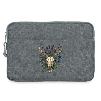 Hirschknochen mit Blumenkranz - Laptoptasche 13" - Grau meliert - Vorne