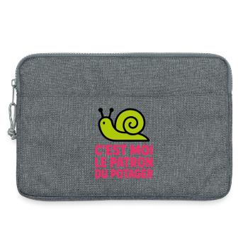 C'est Moi le Patron du Potager : Design Escargot - Sacoche pour ordinateur portable 13 pouces - gris chiné - Devant
