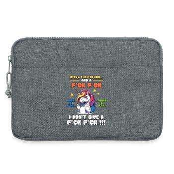 Colorful Unicorn with Cheeky Saying Old Mcdonald - Laptop bag 13" - heather grey - Front