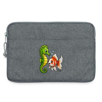 Poisson rouge hippocampe des Amis sous-marins - Sacoche pour ordinateur portable 13 pouces - gris chiné - Devant