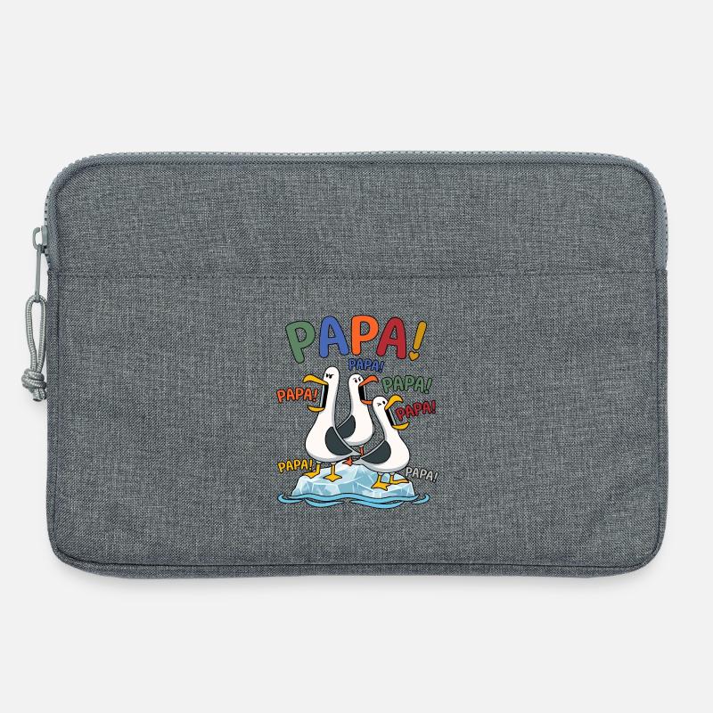 Lustige Papa Möwen auf Eisscholle - Comic Design - Laptoptasche 13" - Grau meliert