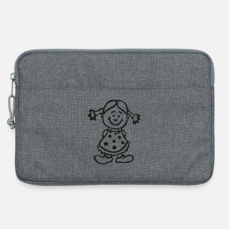 Fröhliches Mädchen mit Punktenkleid - Laptoptasche 13" - Grau meliert