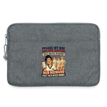 Pflege ist wie Online Dating - Laptoptasche 13" - Grau meliert - Vorne
