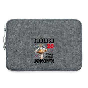 Endlich 20: Strauß Vogel Geburtstag Birthday - Laptoptasche 13" - Grau meliert - Vorne