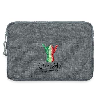 Italian Flag Tribal Horn Hand - Laptop bag 13" - heather grey - Front