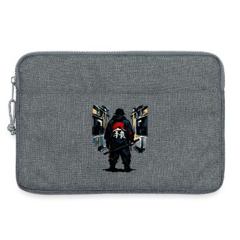 Ninja urbain avec Soleil Rouge - Sacoche pour ordinateur portable 13 pouces - gris chiné - Devant