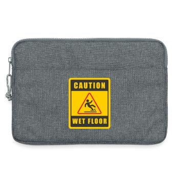 Caution Wet Floor Safety Warning Sign Yellow Icon - Laptop bag 13" - heather grey - Front