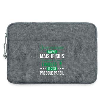 Je Ne Suis Pas Parfait Mais Je Suis Supporter D... - Sacoche pour ordinateur portable 13 pouces - gris chiné - Devant