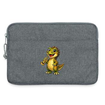 Dino mit Trompete - Laptoptasche 13" - Grau meliert - Vorne
