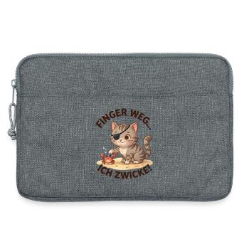 Katze Krabbe Finger weg Spruch - Laptoptasche 13" - Grau meliert - Vorne