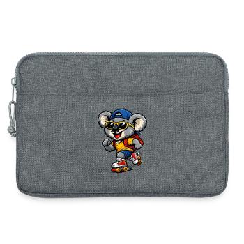 Koala mit Rollschuhen – Süßes Freizeitmotiv - Laptoptasche 13" - Grau meliert - Vorne