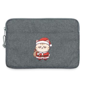 Katze als Weihnachtsmann - Laptoptasche 13" - Grau meliert - Vorne