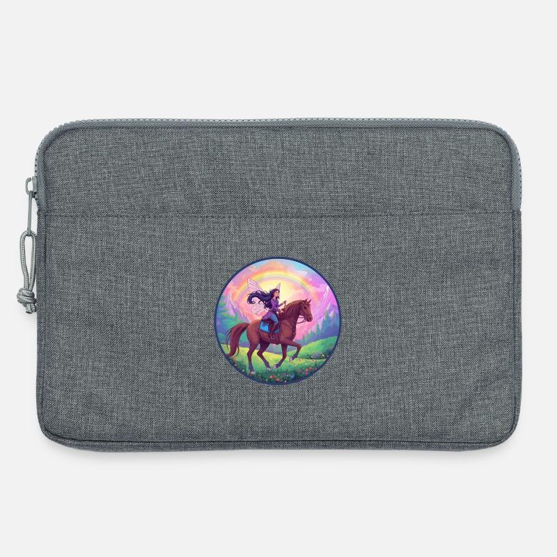 Fantasievolle Fee auf Pferd - Laptoptasche 13" - Grau meliert