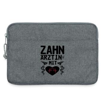 Zahnärztin mit Herz Geschenk - Laptoptasche 13" - Grau meliert - Vorne