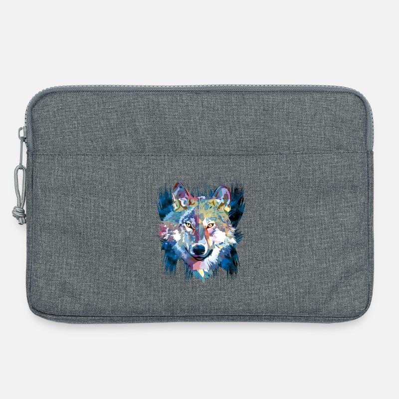 Polygon Wolf - Schöner grauer Wolf in Blau - Laptoptasche 13" - Grau meliert