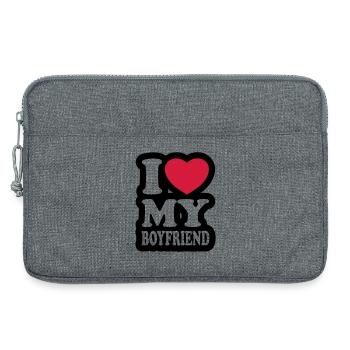 I love my boyfriend - J'aime mon ami - Sacoche pour ordinateur portable 13 pouces - gris chiné - Devant