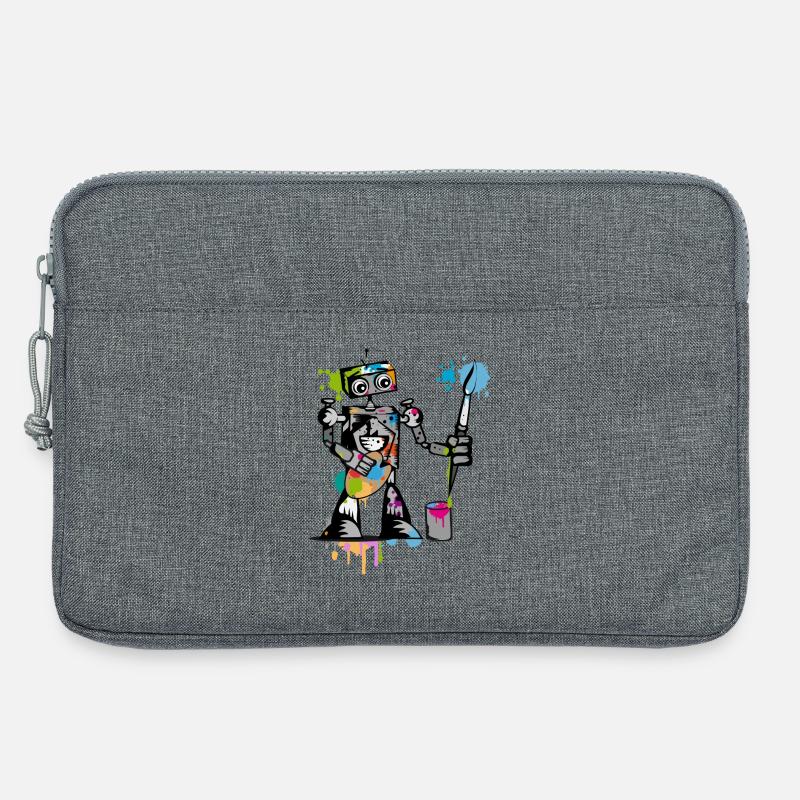 Roboter mit einem Pinsel - Laptoptasche 13" - Grau meliert
