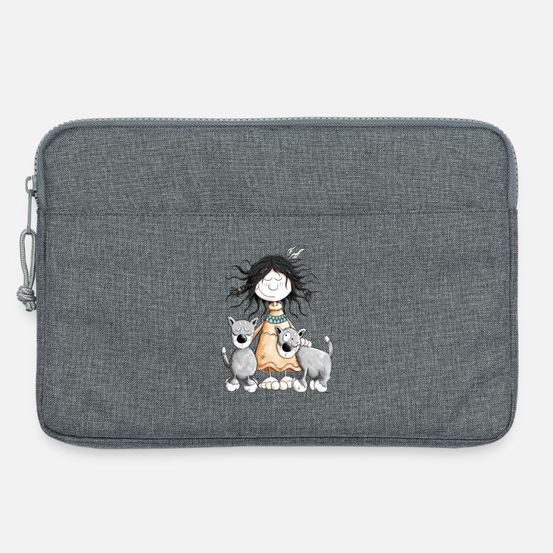 Indianermädchen unter Wölfen - Laptoptasche 13" - Grau meliert