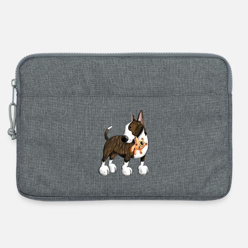 Bullterrier mit Teddy - Laptoptasche 13" - Grau meliert