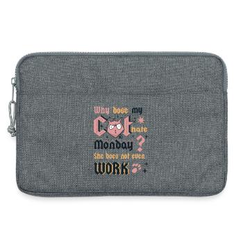 Lundi des chats - Sacoche pour ordinateur portable 13 pouces - gris chiné - Devant