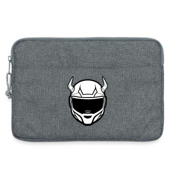 Motocross Motorradhelm mit zwei Hörnern - Laptoptasche 13" - Grau meliert - Vorne