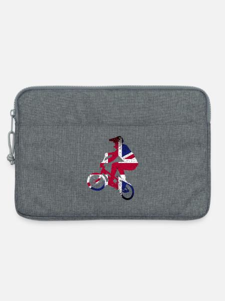 Union Jack Radfahrer-Silhouette - Laptoptasche 13" - Grau meliert