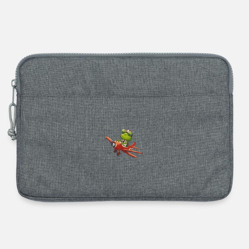 Pilotfrosch in einem roten Flugzeug - Laptoptasche 13" - Grau meliert