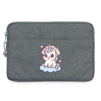 Kawaii Einhorn auf Wolke mit Regenbogen Sterne - Laptoptasche 13" - Grau meliert - Vorne