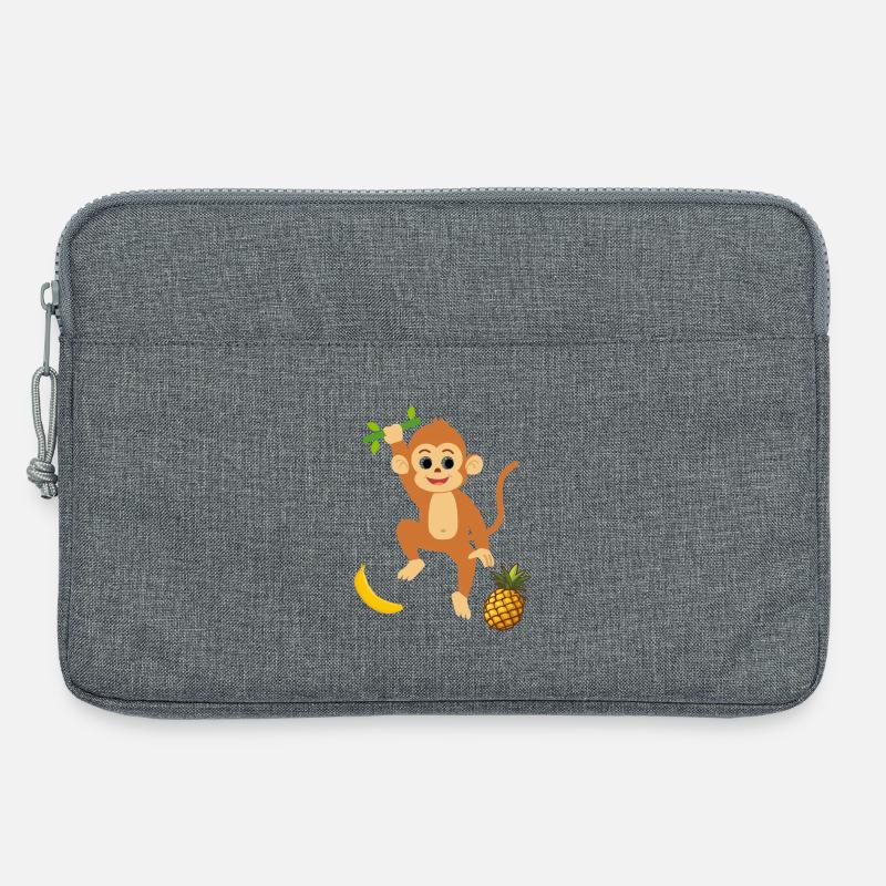 Verspielter Affe mit tropischen Früchten - Laptoptasche 13" - Grau meliert