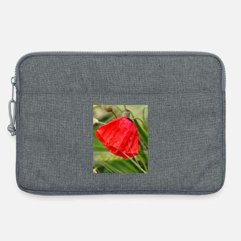 Mohnblumen-Tropfen Mustermotiv - Laptoptasche 13" - Grau meliert
