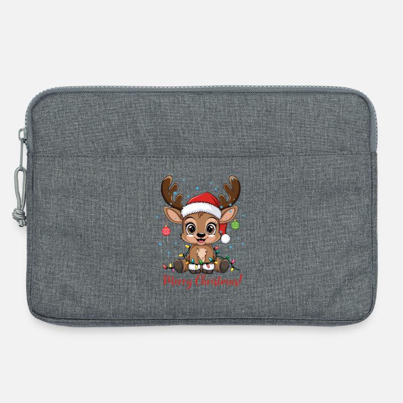 Süßer Rentier Weihnachtspullover Merry Christmas - Laptoptasche 13" - Grau meliert