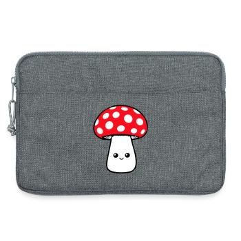 Mushroom Happy Cute Smiling Face Kawaii - Laptop bag 13" - heather grey - Front