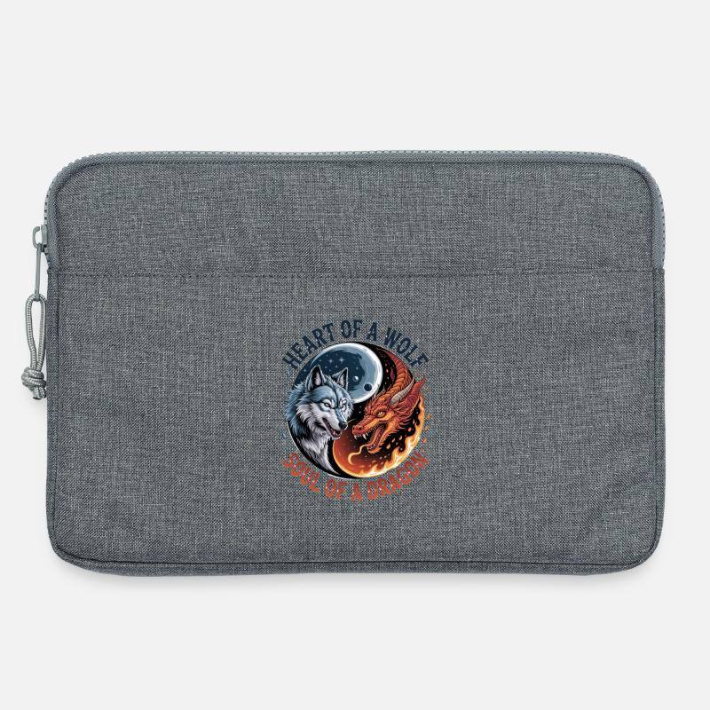 Herz des Wolfes, Seele des Drachen - Laptoptasche 13" - Grau meliert