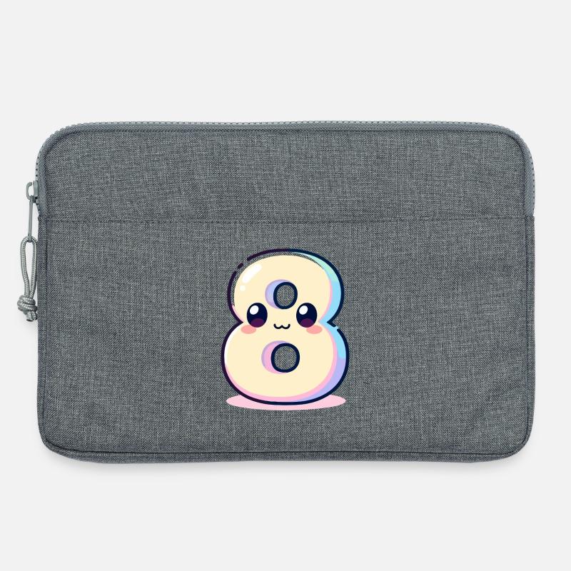 Nummer 8 Kawaii-Regenbogen - Laptoptasche 13" - Grau meliert