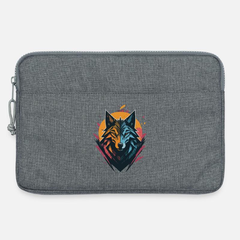 Wolf Doppelseitiger Sonnenmond - Laptoptasche 13" - Grau meliert