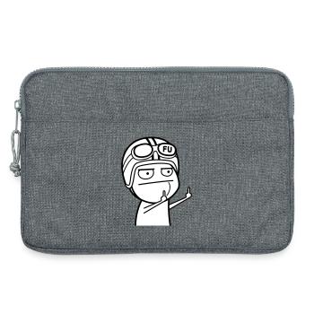 Mème avec casque de cyclomoteur (les couleurs peuvent être modifiées) - Sacoche pour ordinateur portable 13 pouces - gris chiné - Devant