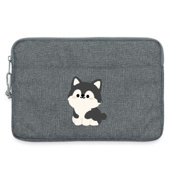 Kawaii Husky-Welpen-Illustration - Laptoptasche 13" - Grau meliert - Vorne