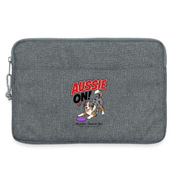 Aussie On! Illustration eines Australian Shepherd - Laptoptasche 13" - Grau meliert - Vorne