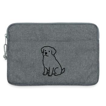 Silhouette minimaliste de chien - Sacoche pour ordinateur portable 13 pouces - gris chiné - Devant