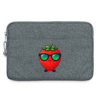 Kawaii Fraise avec lunettes de soleil Minimalisme - Sacoche pour ordinateur portable 13 pouces - gris chiné - Devant