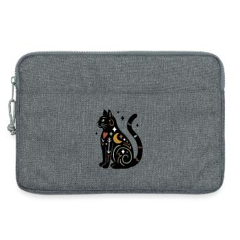 Magische Katze - Schwarz Bunt mit Sternen - Laptoptasche 13" - Grau meliert - Vorne