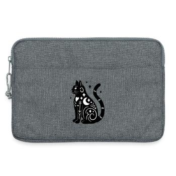 Magische Katze - Schwarz Weiß mit Sternen - Laptoptasche 13" - Grau meliert - Vorne