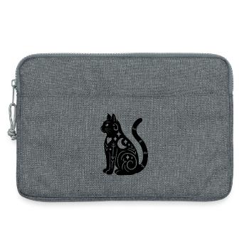 Magische Katze - Schwarz - Laptoptasche 13" - Grau meliert - Vorne